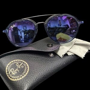 Ray-Ban Men’s Purple Blue Mirrored Round Sunglasses